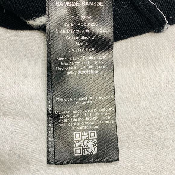 Samsoe Black Stripe Cotton Alpaca Crew Neck Sweater Size S - Picture 6 of 10